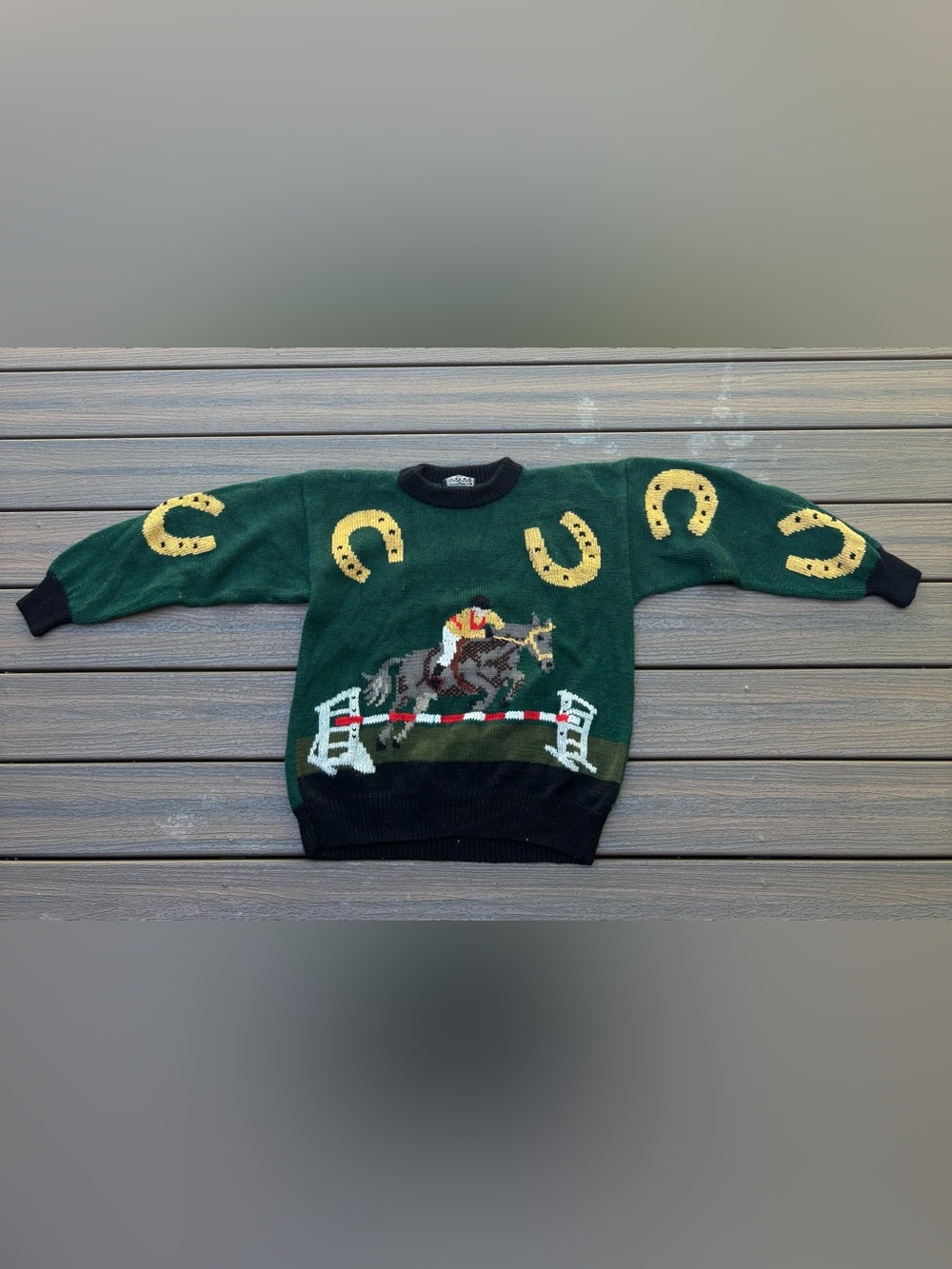 Vintage Berek Martha D Wool Knit Sweater Western Equestrian Horse Medium